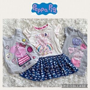 Peppa Pig girls dress tshirt 3 pieces bundle